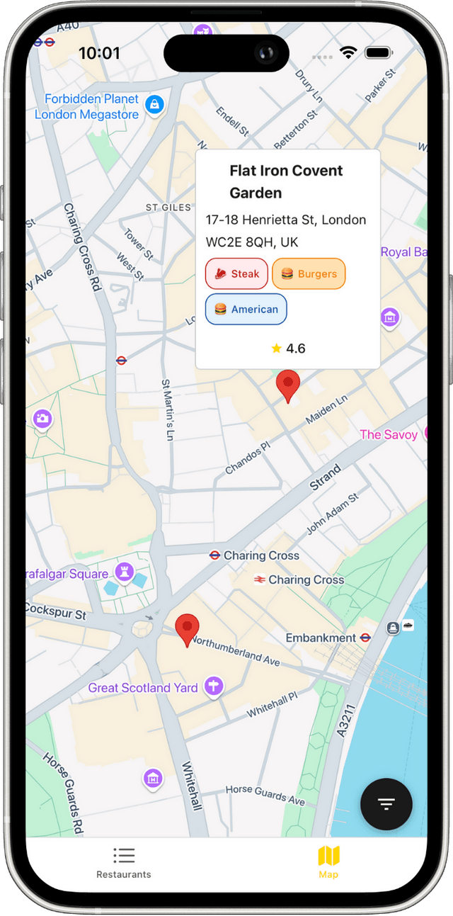 BiteHive App Map View Screenshot